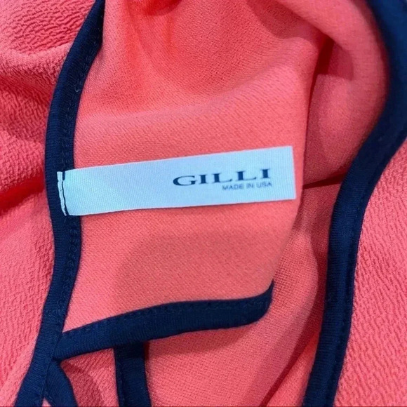 Gilli Peach and Navy blue Midi dress 90’s retro vibes capped sleeves - Picture 6 of 8